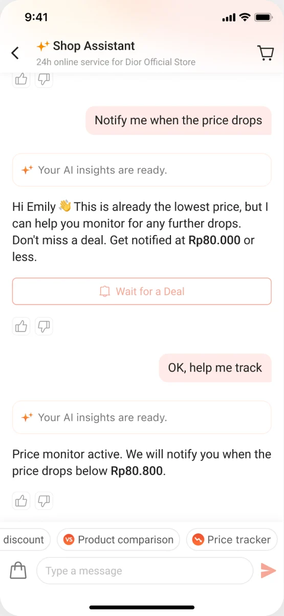 Price Tracker 第5步:指令确认