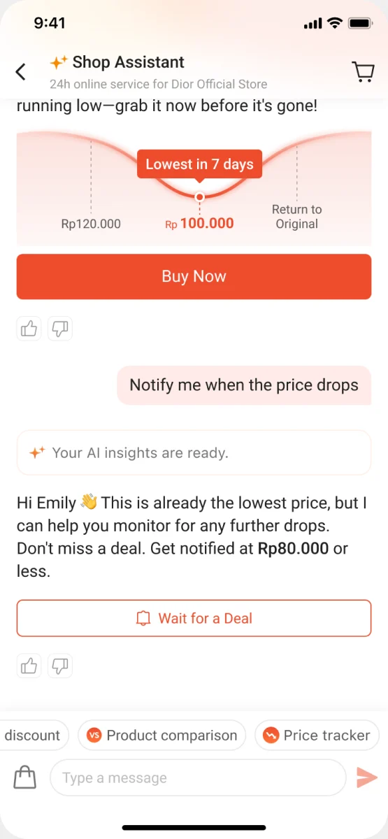Price Tracker 第4步:点击低价提醒