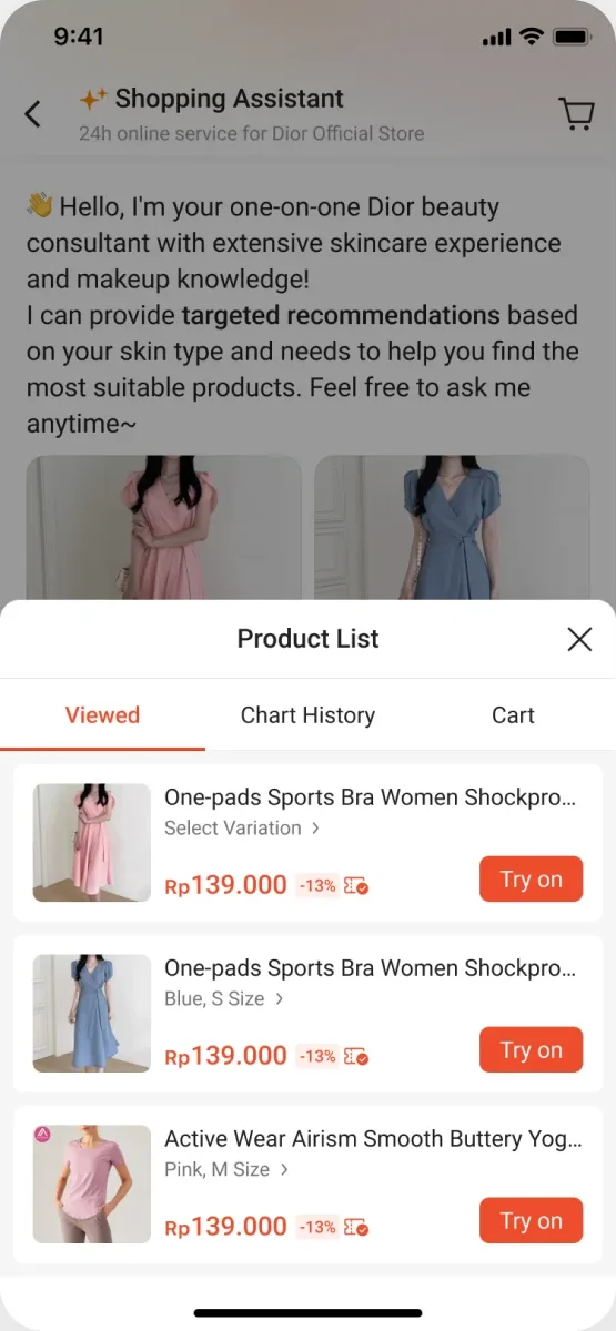 Try On 第2步:试穿商品列表