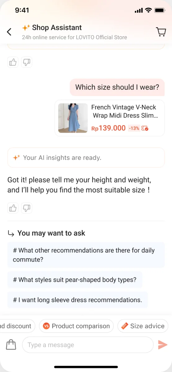 Size Advice 对话 第2步:导购索要身材信息